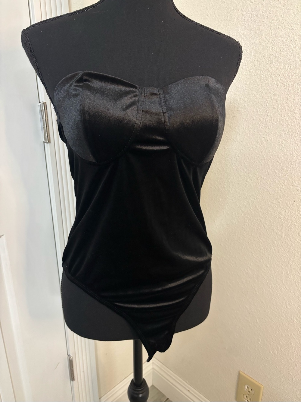 Women's Black Satin Bodysuit